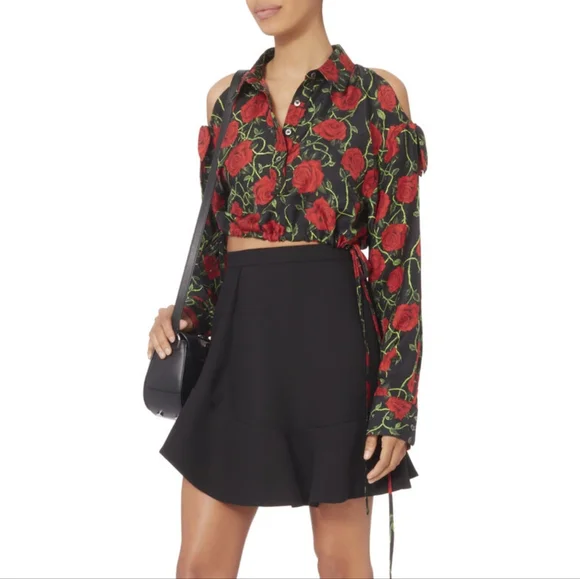 Alexander Wang rose print slit sleeve top - Picture 1 of 4